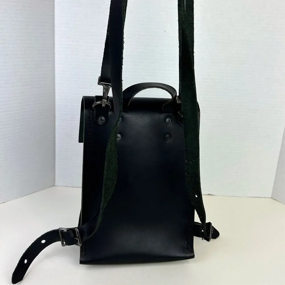 Mifland Bedford Bag USA Made Full Leather Backpack Black Rucksack Adjustable Med
